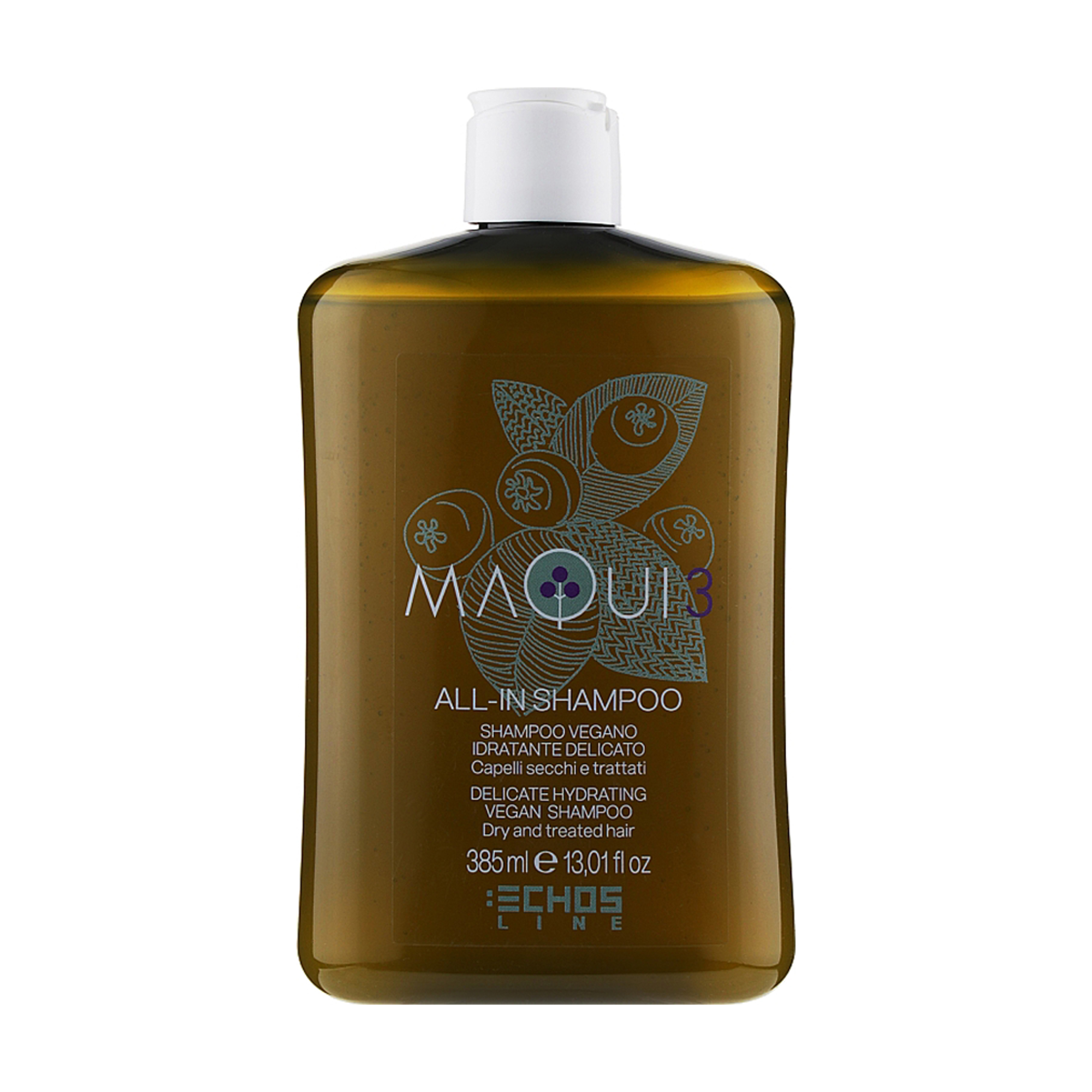 Делікатний зволожувальний шампунь для сухого волосся Echosline Maqui 3 All-In Delicate Hydrating Vegan Shampoo, 385 мл